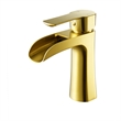 Single Hole Single-Handle Brass Waterfall Bathroom Faucet in Brushed Gold