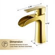 Single Hole Single-Handle Brass Waterfall Bathroom Faucet in Brushed Gold