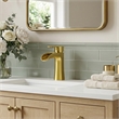 Single Hole Single-Handle Brass Waterfall Bathroom Faucet in Brushed Gold