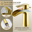 Single Hole Single-Handle Brass Waterfall Bathroom Faucet in Brushed Gold