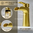 Single Hole Single-Handle Brass Waterfall Bathroom Faucet in Brushed Gold