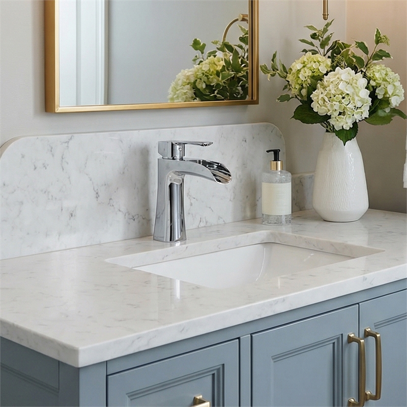 Tatcha Polished Chrome Single Hole Single-Handle Brass Waterfall Bathroom Faucet