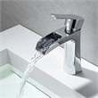 Tatcha Polished Chrome Single Hole Single-Handle Brass Waterfall Bathroom Faucet