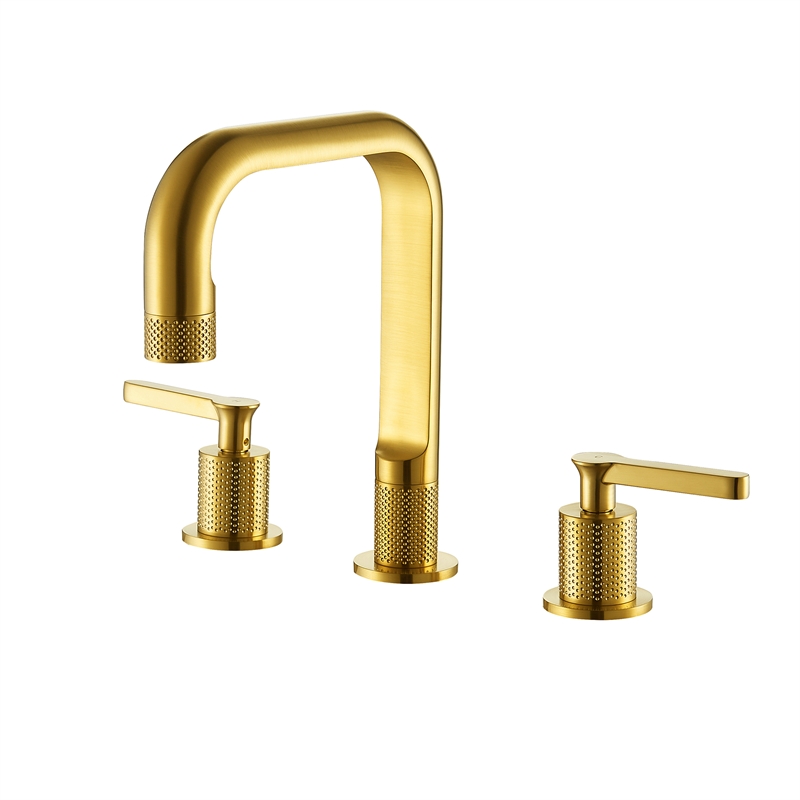 Wishful 8. in Widespread 2-Handle Brass Bathroom Faucet in Brushed Gold