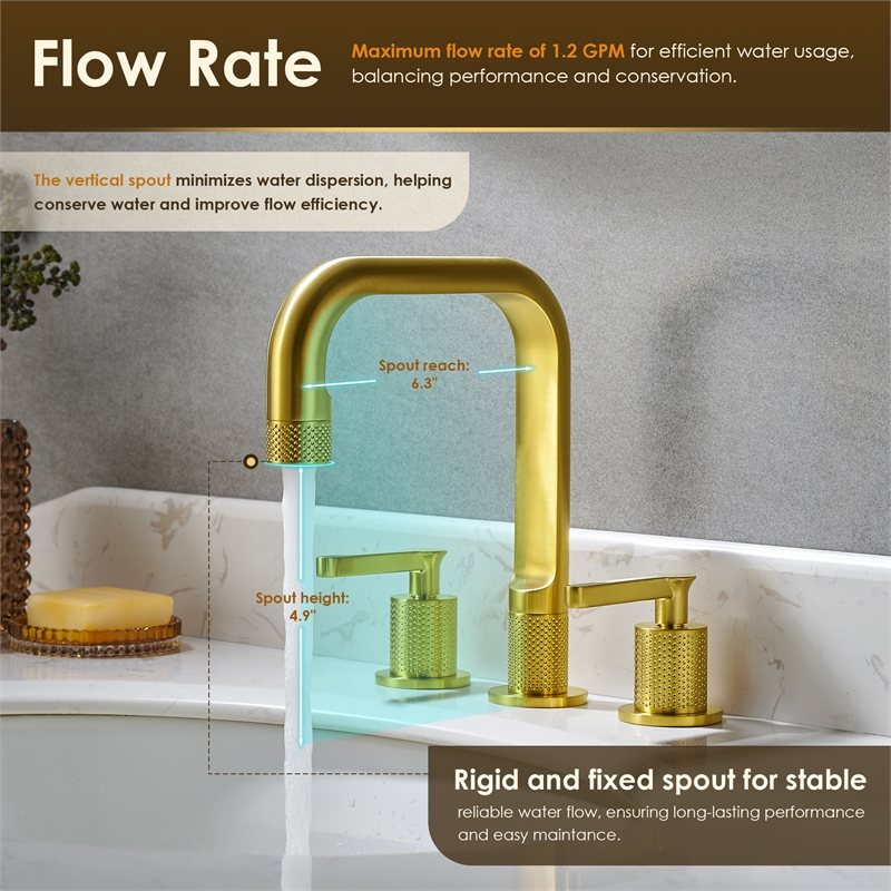 Wishful 8. in Widespread 2-Handle Brass Bathroom Faucet in Brushed Gold
