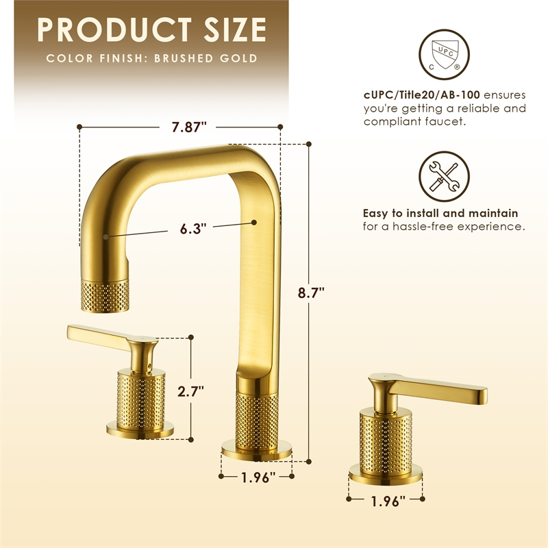Wishful 8. in Widespread 2-Handle Brass Bathroom Faucet in Brushed Gold