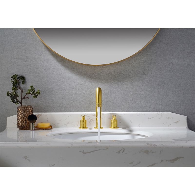 Wishful 8. in Widespread 2-Handle Brass Bathroom Faucet in Brushed Gold
