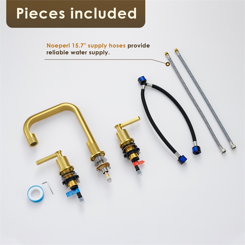 Wishful 8. in Widespread 2-Handle Brass Bathroom Faucet in Brushed Gold