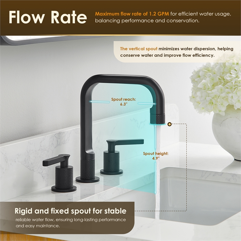 Wishful 8. in Widespread 2-Handle Brass Bathroom Faucet in Matte Black