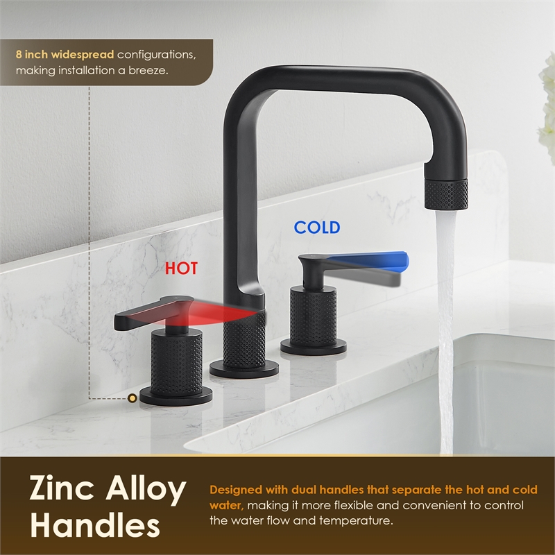 Wishful 8. in Widespread 2-Handle Brass Bathroom Faucet in Matte Black