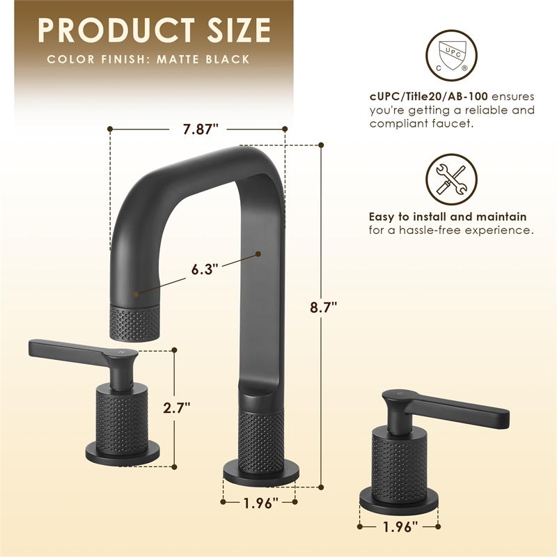 Wishful 8. in Widespread 2-Handle Brass Bathroom Faucet in Matte Black