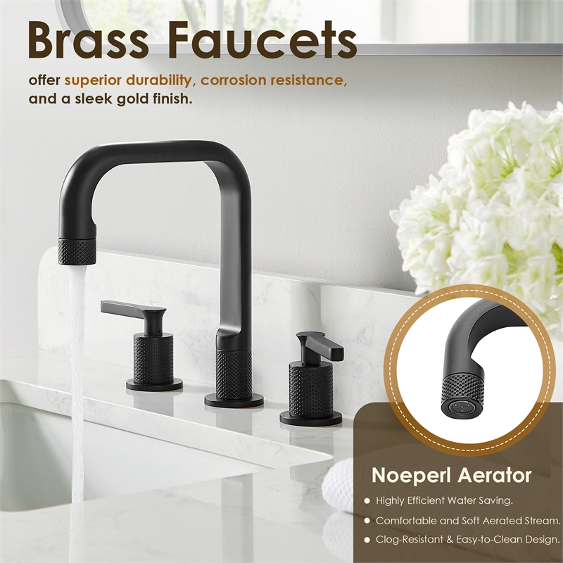 Wishful 8. in Widespread 2-Handle Brass Bathroom Faucet in Matte Black