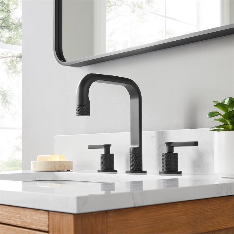 Wishful 8. in Widespread 2-Handle Brass Bathroom Faucet in Matte Black