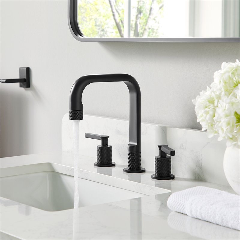 Wishful 8. in Widespread 2-Handle Brass Bathroom Faucet in Matte Black