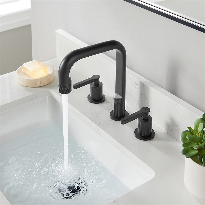 Wishful 8. in Widespread 2-Handle Brass Bathroom Faucet in Matte Black