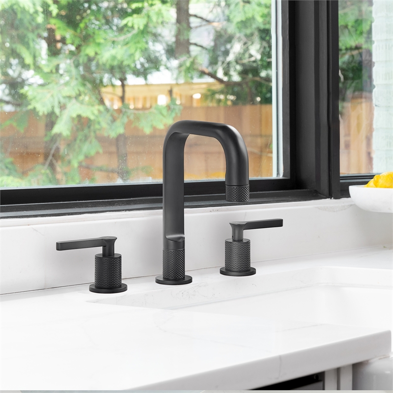Wishful 8. in Widespread 2-Handle Brass Bathroom Faucet in Matte Black