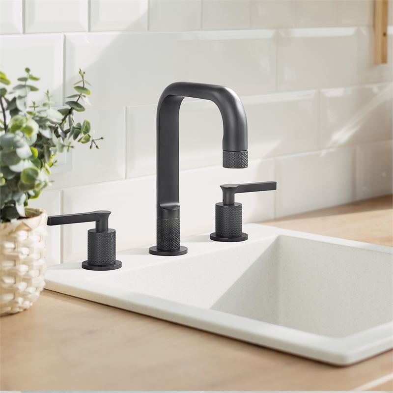 Wishful 8. in Widespread 2-Handle Brass Bathroom Faucet in Matte Black