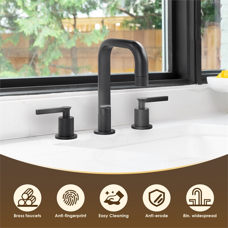 Wishful 8. in Widespread 2-Handle Brass Bathroom Faucet in Matte Black