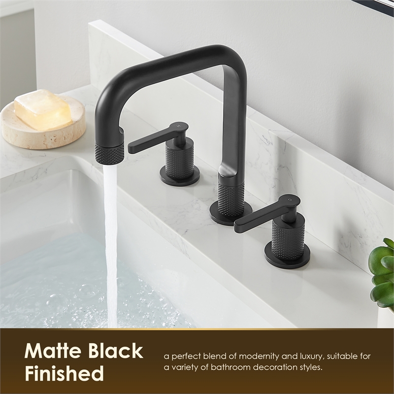 Wishful 8. in Widespread 2-Handle Brass Bathroom Faucet in Matte Black