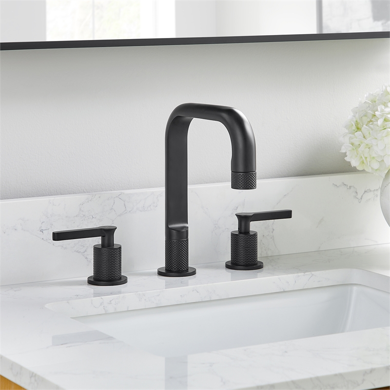 Wishful 8. in Widespread 2-Handle Brass Bathroom Faucet in Matte Black