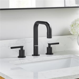 Wishful 8. in Widespread 2-Handle Brass Bathroom Faucet in Matte Black