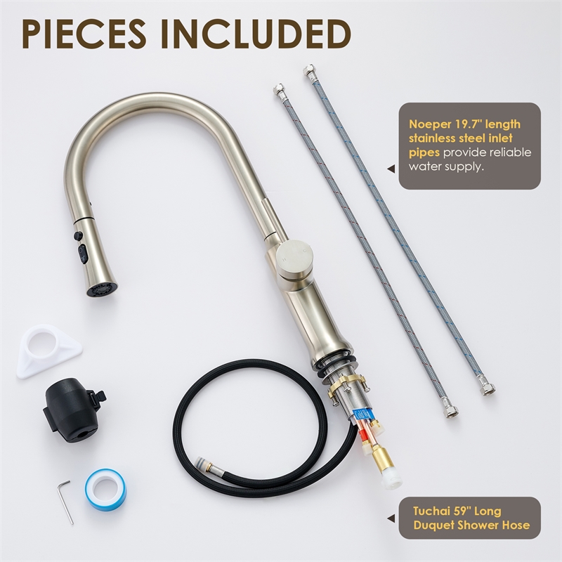 Oribe Single-Handle Kitchen Faucet with Pull Down Sprayer in Brushed Nickel