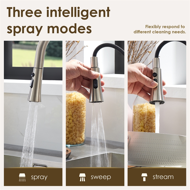 Oribe Single-Handle Kitchen Faucet with Pull Down Sprayer in Brushed Nickel