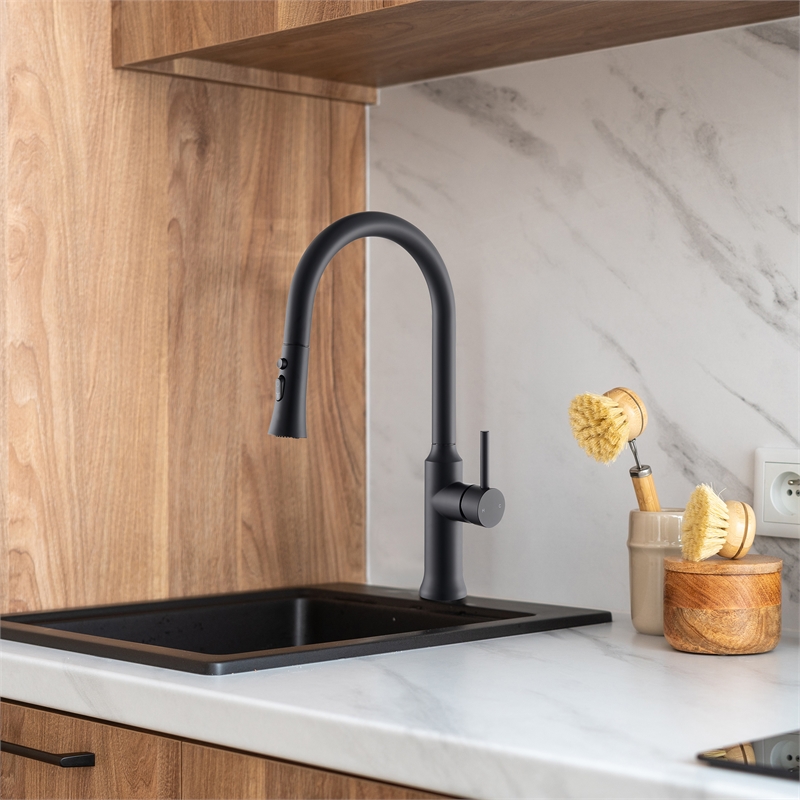 Oribe Single-Handle Kitchen Faucet with Pull Down Sprayer in Matte Black