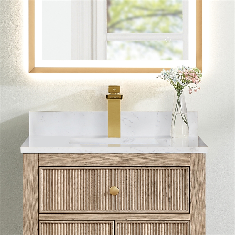 Fondis 24 in.W Engineered Stone Vanity Backsplash in Aosta White