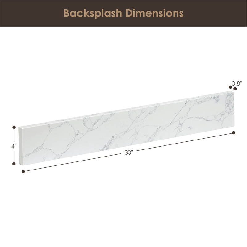 Fondis 30 in.W Engineered Stone Vanity Backsplash in Grain White