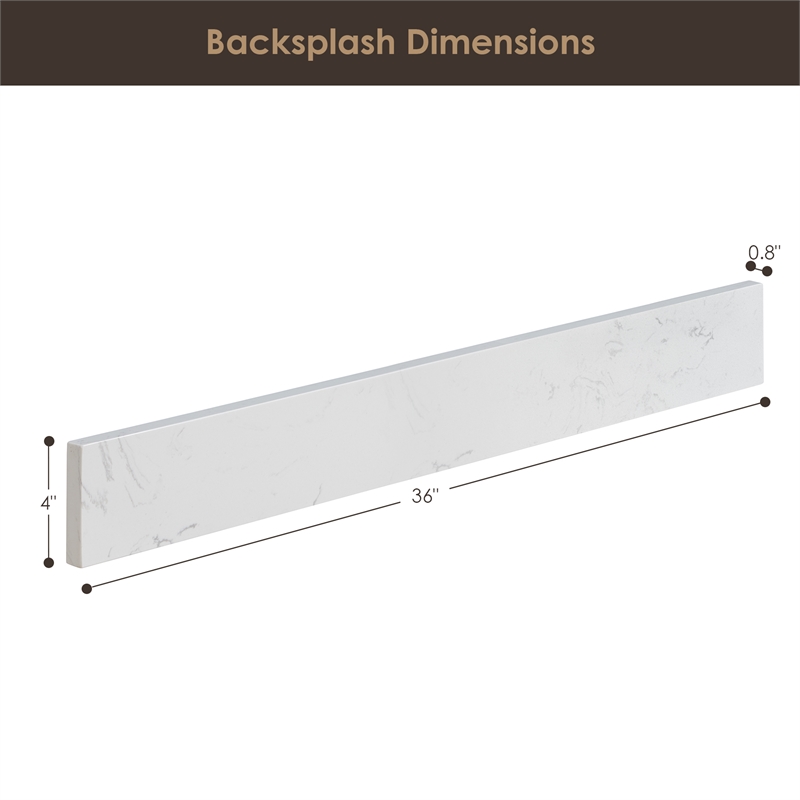 Fondis 36 in.W Engineered Stone Vanity Backsplash in Aosta White