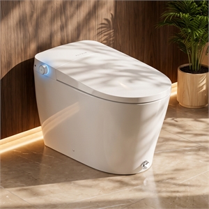 Natalie White Ceramic Smart Toilet with Tank Flush Bidet Wash Auto Open Lid