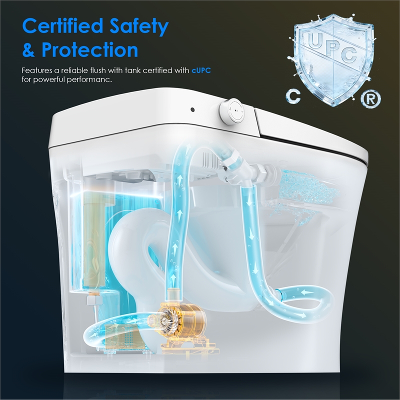 Natalie White Ceramic Smart Toilet with Tank Flush Bidet Wash Auto Open Lid