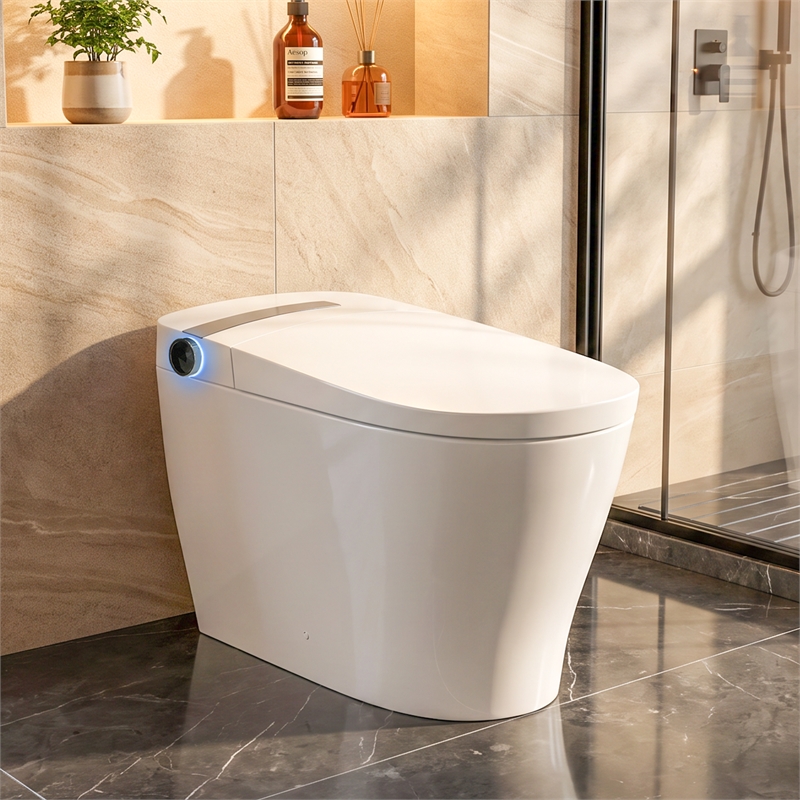 Marcel White Ceramic Smart Toilet with Tankless Flush Bidet Wash Auto Flush