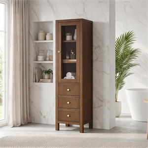 Cerrito 20&quot Freestanding Linen Cabinet in Brown Brushed Oak