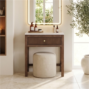 Cerrito 30&quot Freestanding Makeup Vanity in Brown Brushed Oak