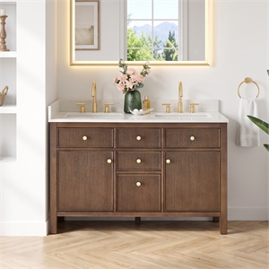 Cerrito 54&quot Double Bathroom Vanity in Brown Brushed Oak no Mirror