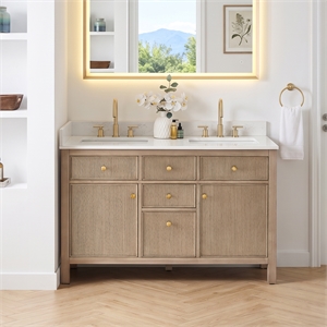 Cerrito 54&quot Double Bathroom Vanity in Natural Oak no Mirror