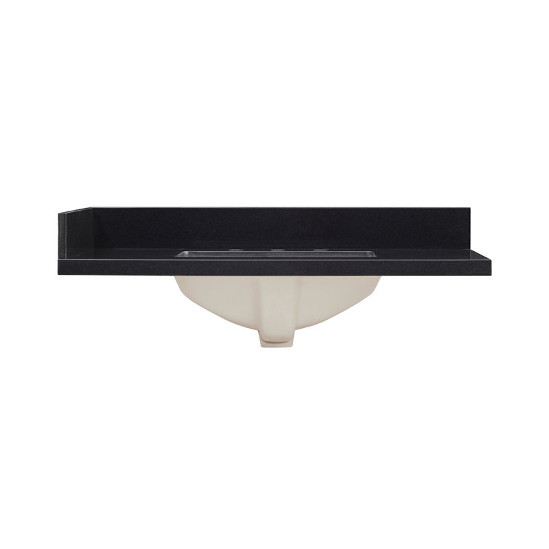 Bravon 37. in Marble Vanity Top in Black Galaxy with White Sink