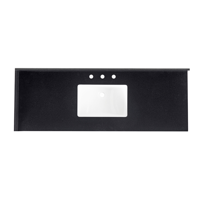 Bravon 61. in Granite Vanity Top in Black Galaxy with White Single Sink