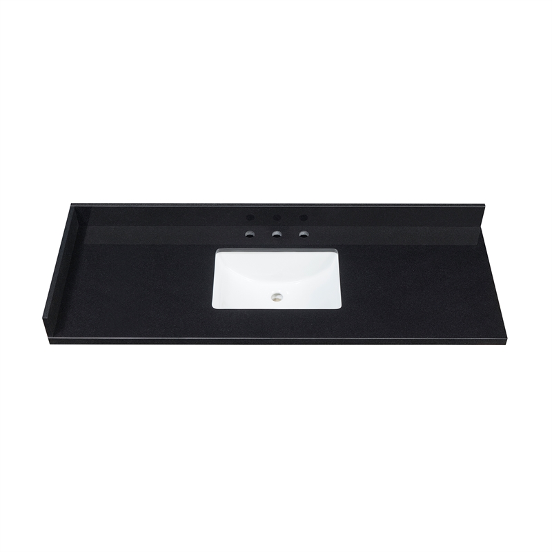 Bravon 61. in Granite Vanity Top in Black Galaxy with White Single Sink