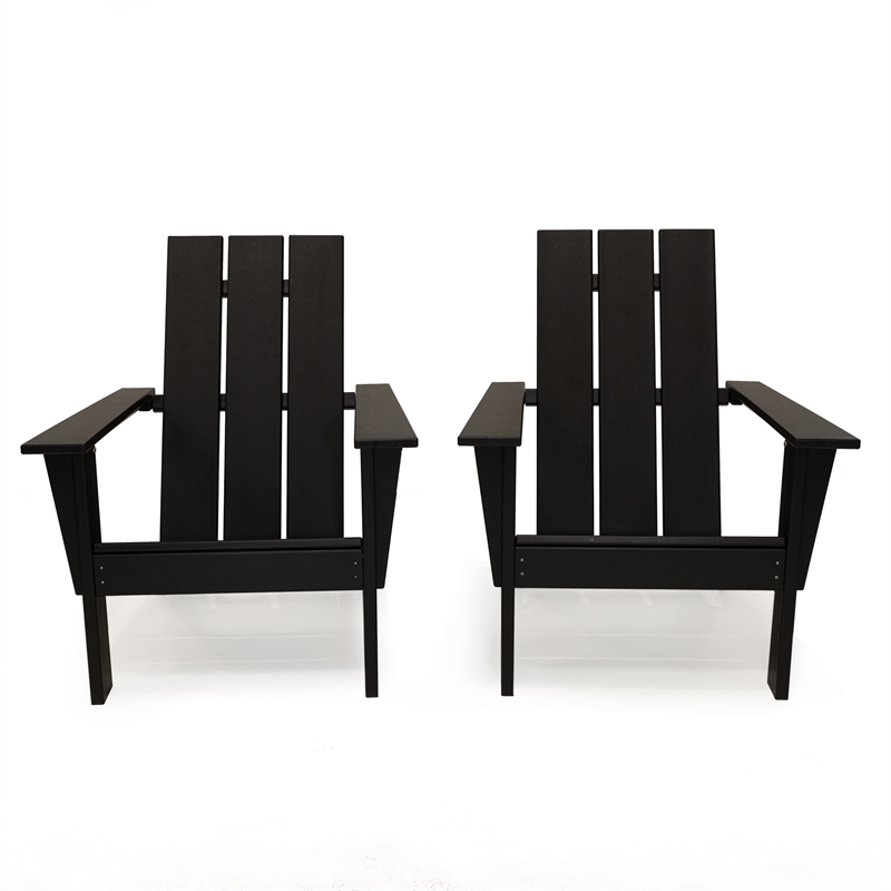 Arcadia Black HDPE Outdoor Adirondack Chair (Set of2)