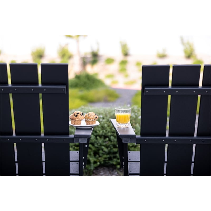 Arcadia Black HDPE Outdoor Adirondack Chair (Set of2)