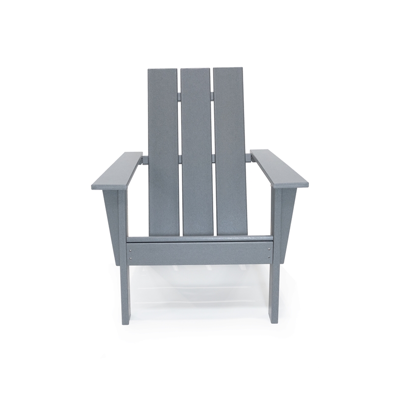 Arcadia Gray HDPE Outdoor Adirondack Chair and Table Set (3-Piece)