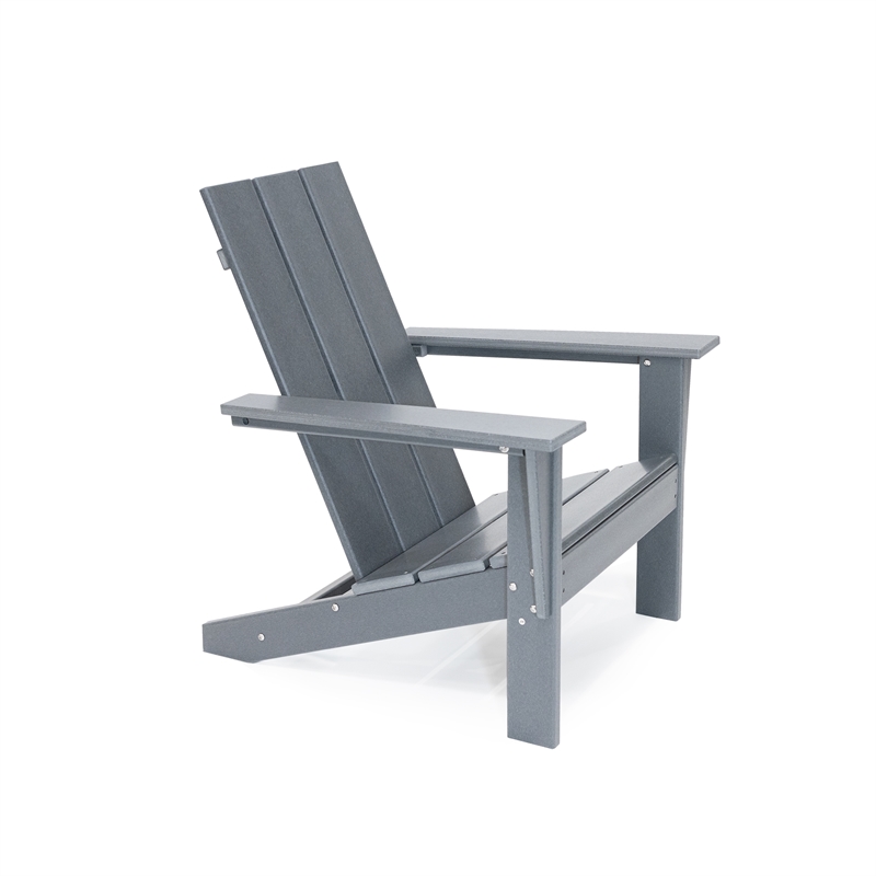 Arcadia Gray HDPE Outdoor Adirondack Chair and Table Set (3-Piece)