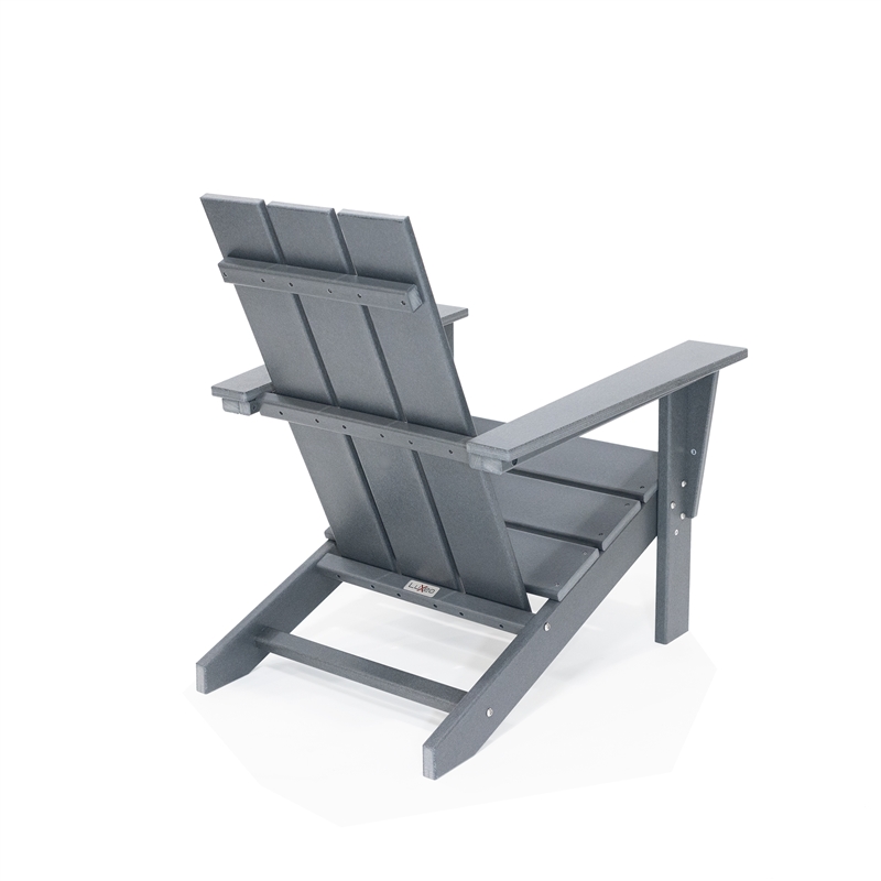 Arcadia Gray HDPE Outdoor Adirondack Chair and Table Set (3-Piece)
