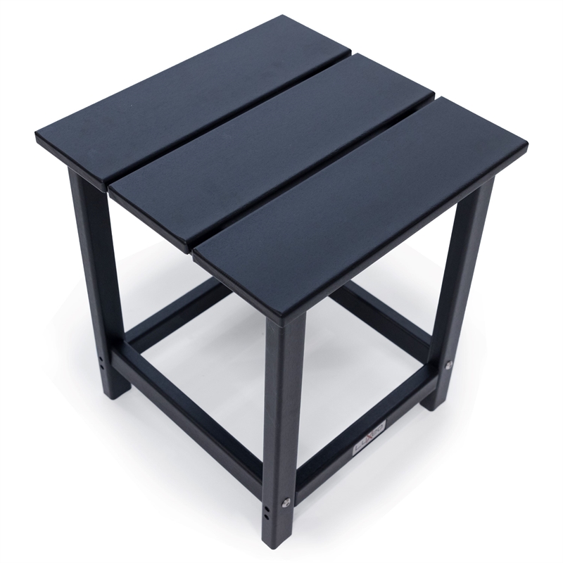 Arcadia Black HDPE Outdoor Adirondack Chair and Table Set (3-Piece)