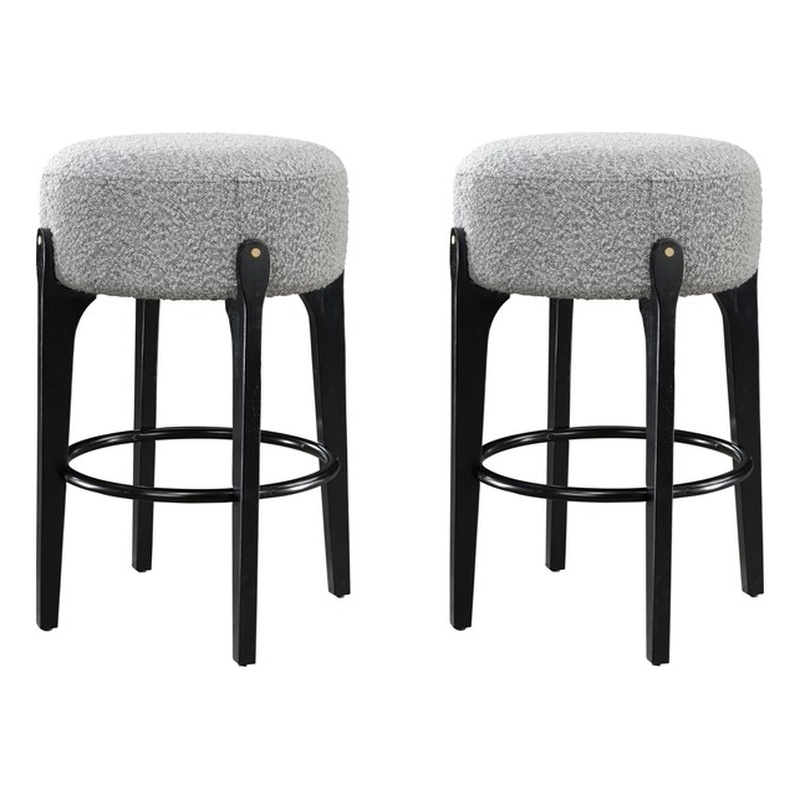 LuXeo Ellie 29 in. Black Leg - Gray Seat (Set of 2)