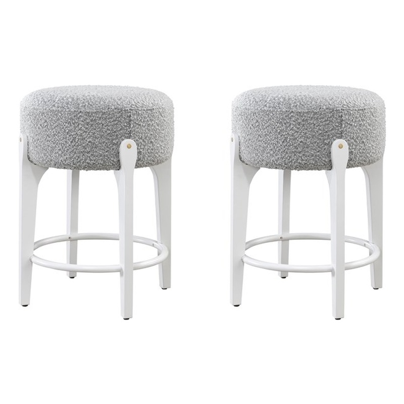 LuXeo Ellie 24 in. White Leg - Gray  Seat (Set of 2)
