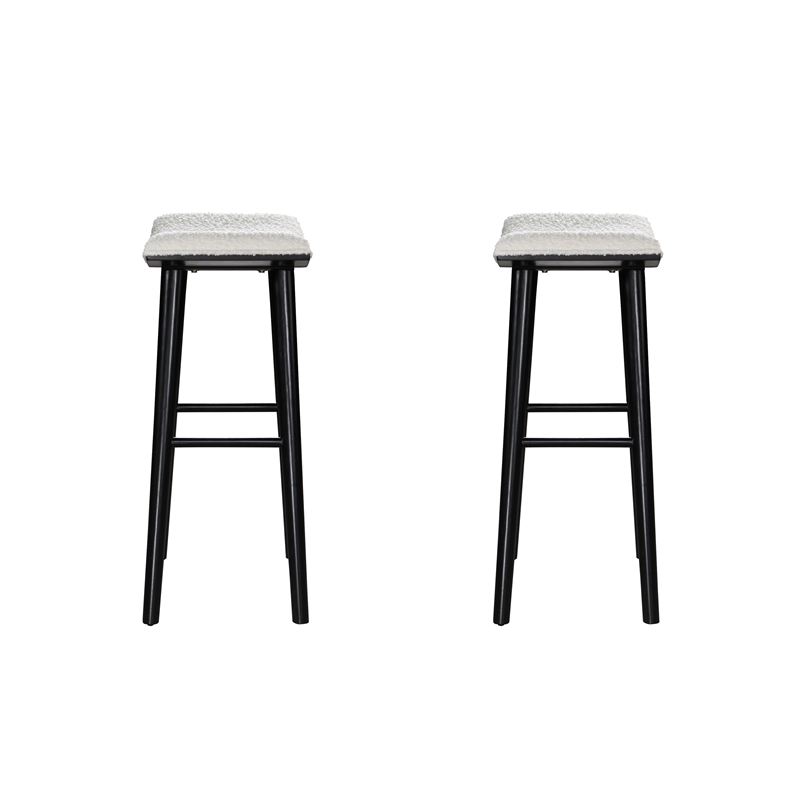 LuXeo Luna 29 in. Black Legs - White Seat (Set of 2)